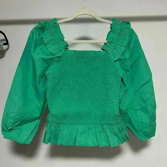 Long sleeve ruffle smocked top - Picture 2 of 6